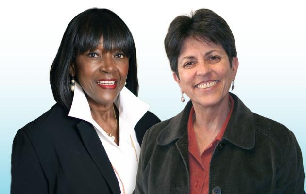 Venest Henry-Evans, past Chair of the Board of Directors, and Nora Yusa, current Chair of the Board.