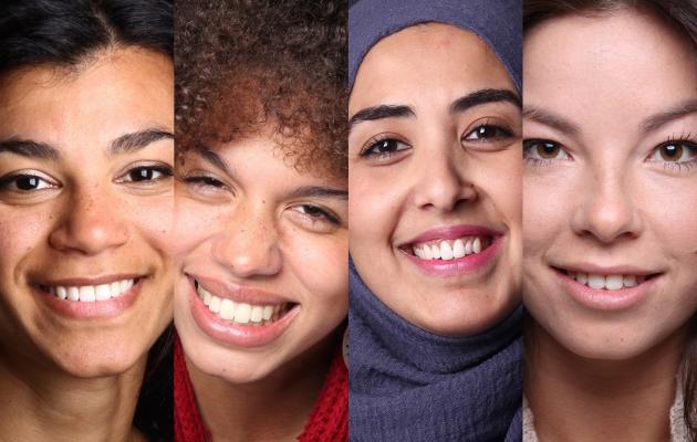 Portrait photos of various women. 