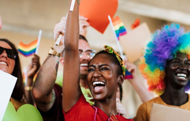 A group of people celebrating Pride Month.