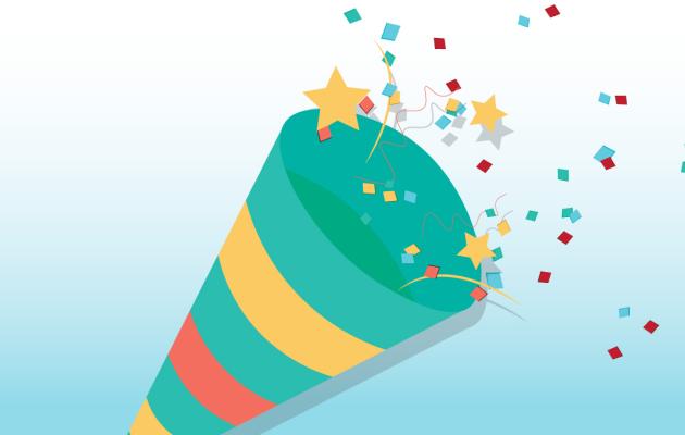 Partyhorn with confetti