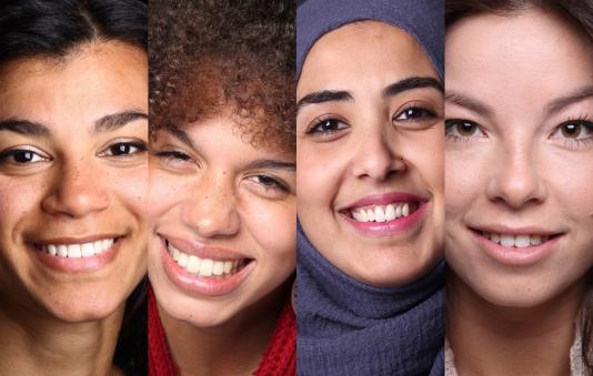 Portrait photos of various women. 