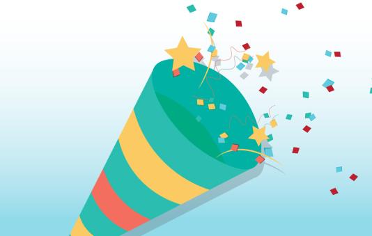 Partyhorn with confetti