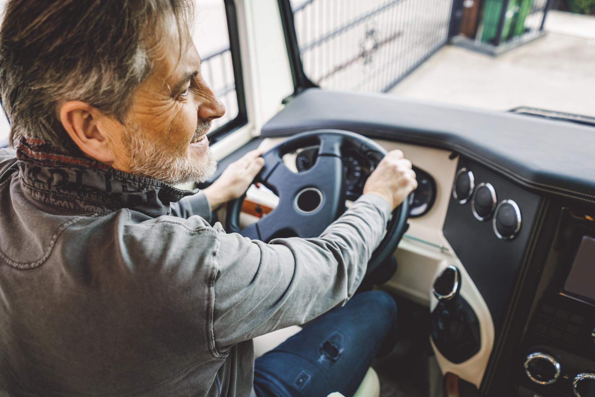 Man driving a RV