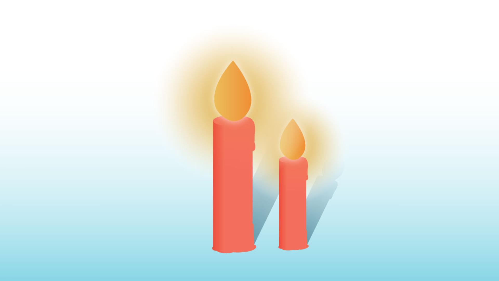 Two burning candles. 