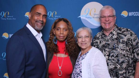 People taking a picture in a photobooth