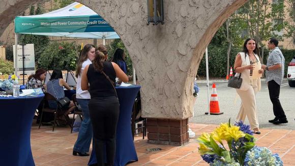 People arriving at the event venue