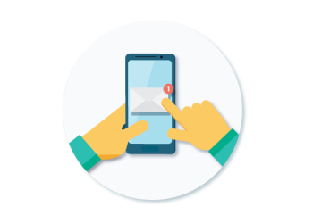A smartphone displaying an email notification.