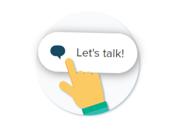 A button stating "Let's talk!"