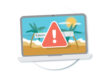 A laptop with a travel-themed webpage