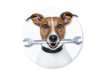 Dog with wrench.