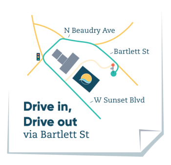 Drive in, Drive out via Bartlett St