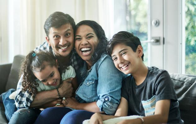 LA family in living room