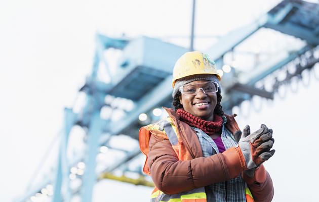 Woman with hard hat