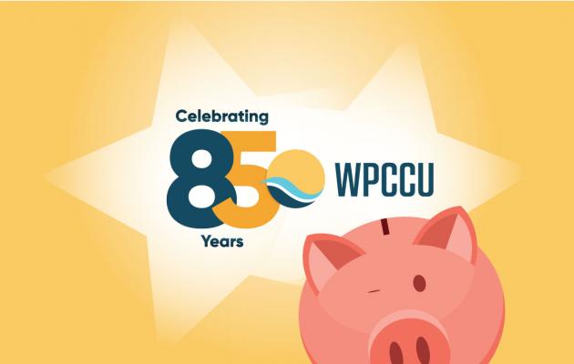 A logo illustration highlighting WPCCU's 85th anniversary. 
