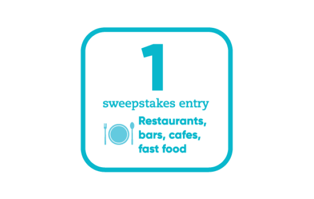 Restaurants, bars, cafes, fast food – Get 1 sweepstakes entry