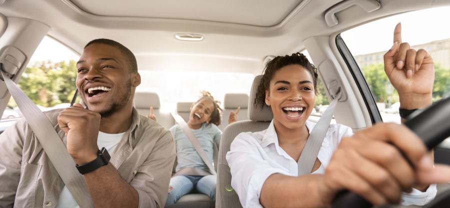 A family in their car