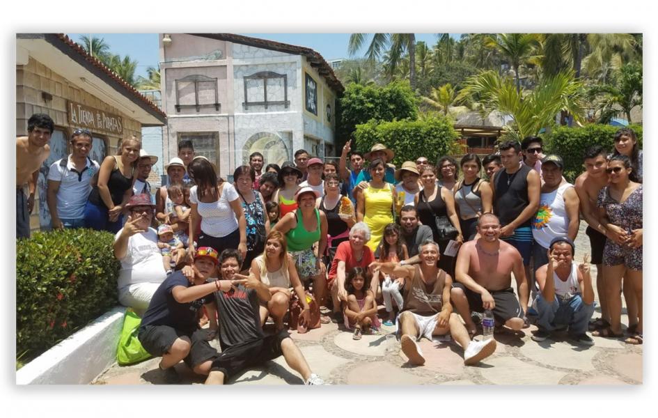 A photo of a big group of happy people.