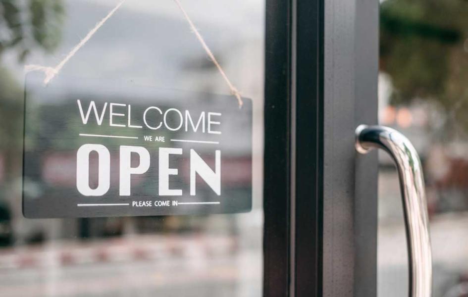 "Open" door sign