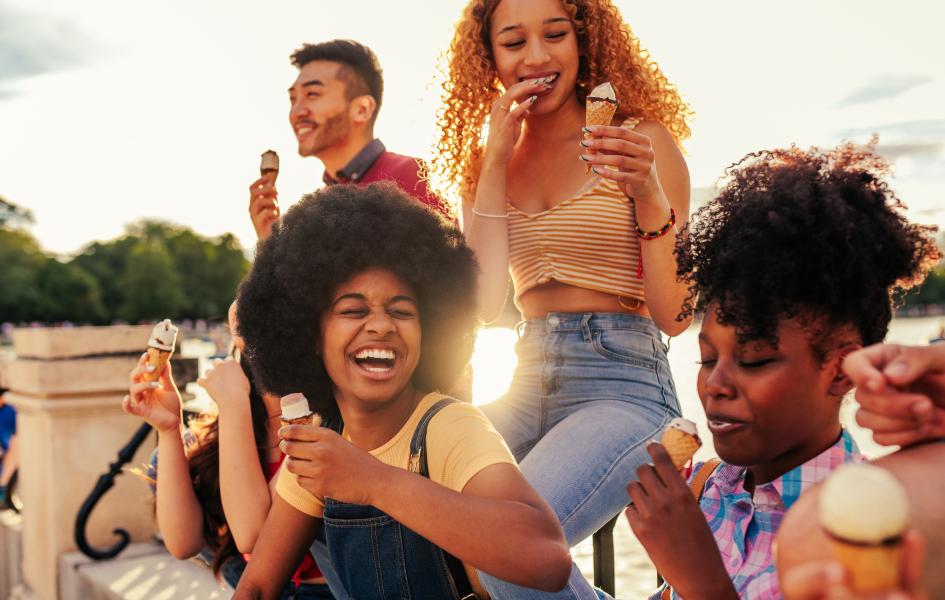People enjoying ice cream