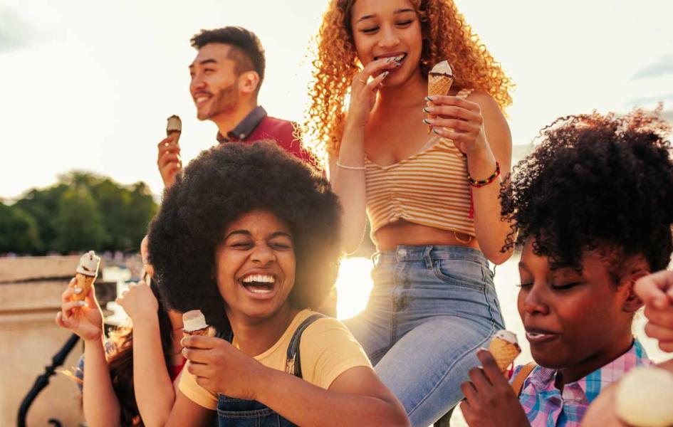 People enjoying ice cream