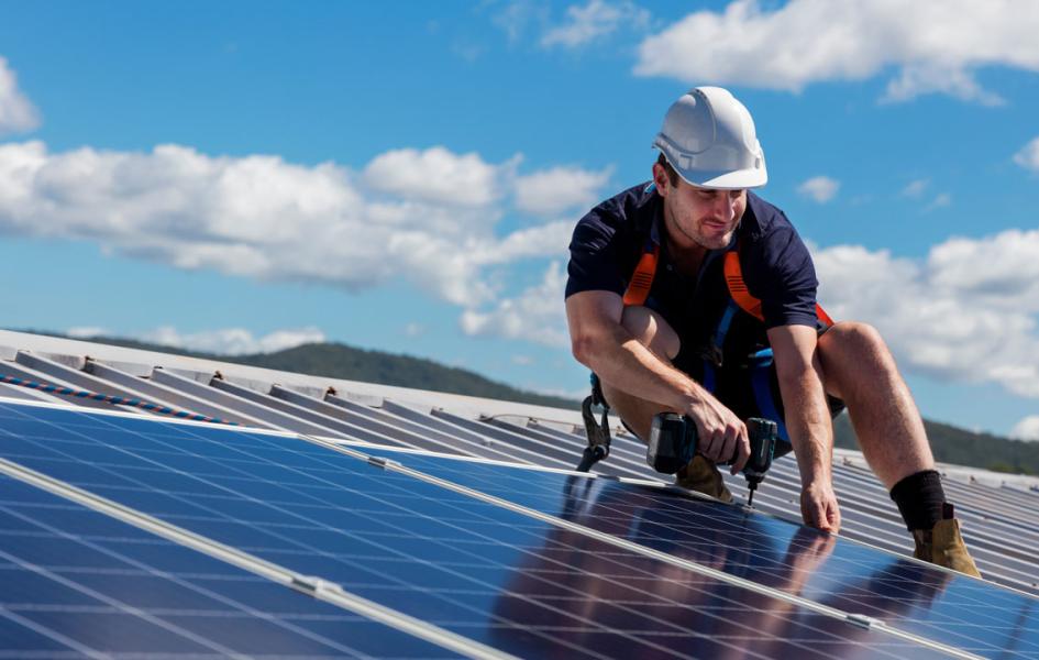 Solar panel installation. 