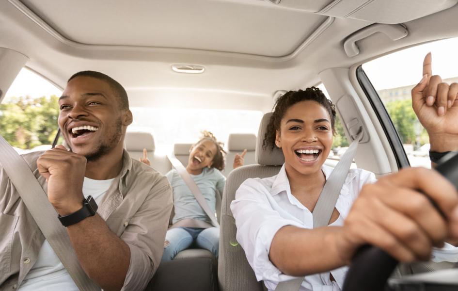 A family in their car
