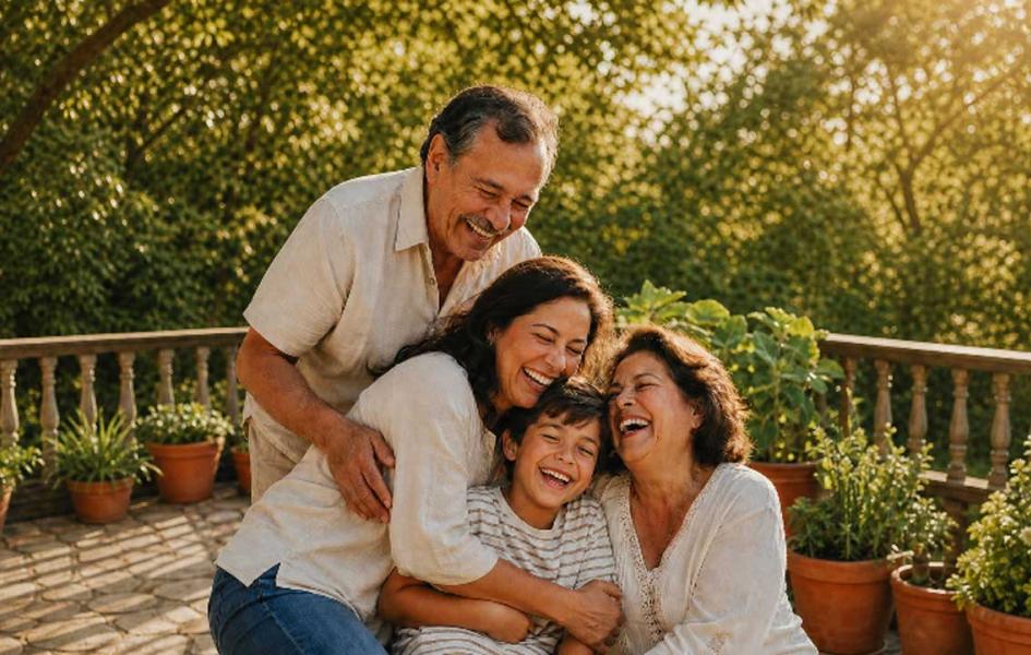 Family member embracing each other
