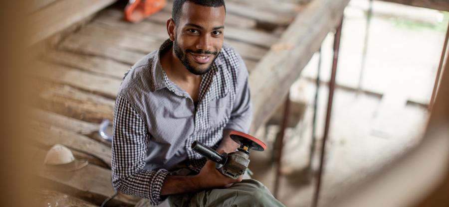 African-American man home improvement