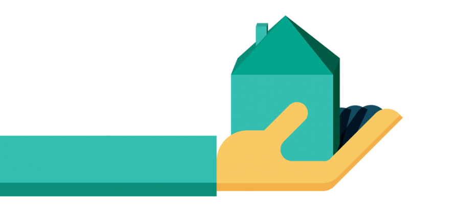 hand holding house icon