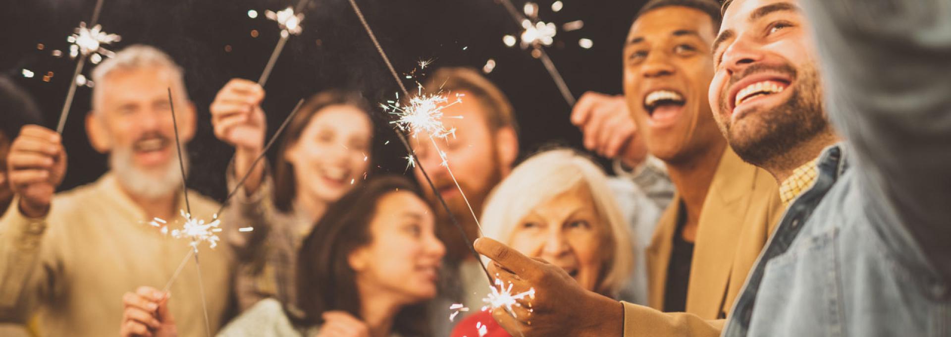 Family and friends celebrating the New Year