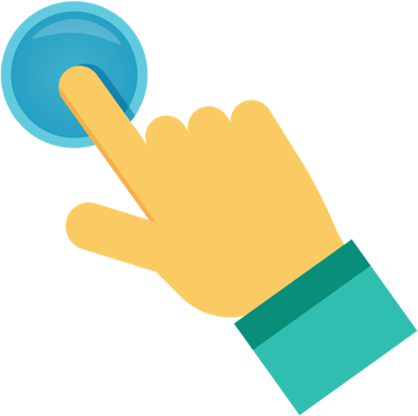hand with index finger clicking on button icon